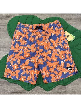 Quiksilver Boys Youth Large 14 Floral Volley Swim Trunks Shorts
